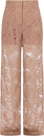 Sportmax Intricate Floral Lace Pants with High Waist and Wide Legs