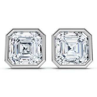 Pompeii3 2ct TW Asscher Cut Bezel Diamond Studs 14k Gold Lab Grown