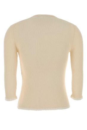 Gucci Womens Cream Cotton Cardigan Softwhitemix Exterior: Maglieria