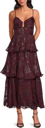 Astr Lupin Midi Dress In Wine Floral