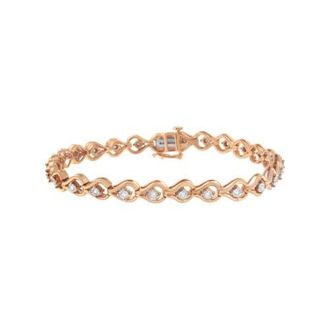 House of Brilliance Silver 1/4 Cttw Diamond Miracle-Set Teardrop Shaped Link Bracelet in Rose at Nordstrom