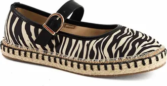 Andrea Womens Mary-Jane Flats In Black/ Animal Print
