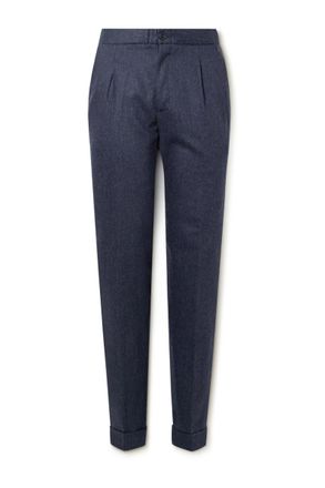 Thom Sweeney Slim-Fit Straight-Leg Pleated Wool-Blend Trousers