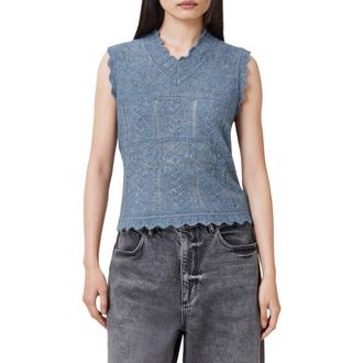 AllSaints Vanessa Pointelle Knit Sweater Vest in Light Denim Blue at Nordstrom Rack, Size X-Small