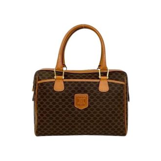 Celine Pre-owned Handbags, female, Brown, Size: ONE SIZE Pre-owned Macadam Brason Coated Canvas Handbag