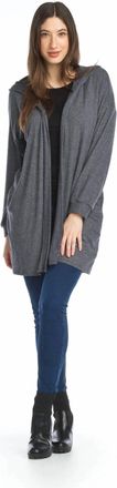 Papillon Heathered Soft Hooded Cardigan In Charcoal