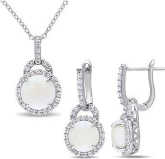 Delmar Opal & White Topaz Pendant Necklace & Drop Earrings Set at Nordstrom Rack
