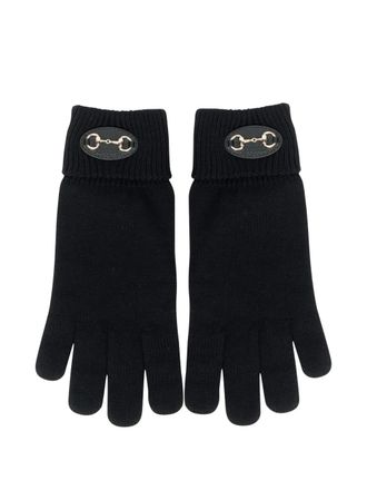 Gucci Horsebit wool gloves - women - Wool/Calf Leather - S - Black