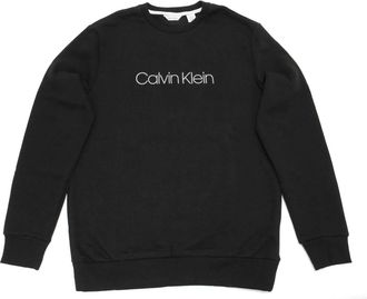Calvin Klein Mens Long Sleeve Herringbone Crewneck Sweatshirt In Black
