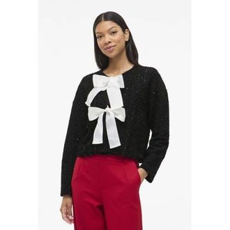 Vila vest zwart met glitter en strik