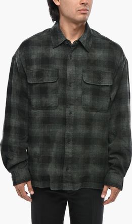 Palm Angels Overshirt a Quadri Plaid con Logo sul Retro Curved Palm Angels
