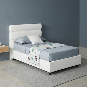 Dmora Cama Individual Brendola, Colch&oacute;n Incluido, Desenfundable Made In Italy, Con Contenedor, Blanca