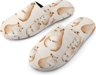Generic Capybara Cute Pattern Mens Cotton Slippers Memory Foam Comfort House Shoes Winter Indoor Slipper for Hotel Casa Spa