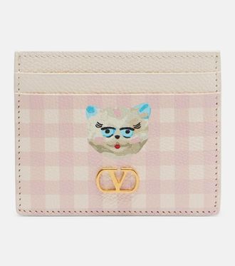 Valentino Garavani VLogo checked leather card holder