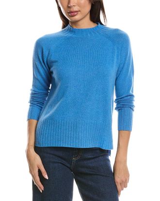 Fort&eacute; Cashmere Hi Low Rib Trim Funnel Neck Cashmere Sweater