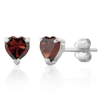 MAX + STONE 14K White or Yellow Gold 3 Prong Heart Shape Gemstone Stud Earrings