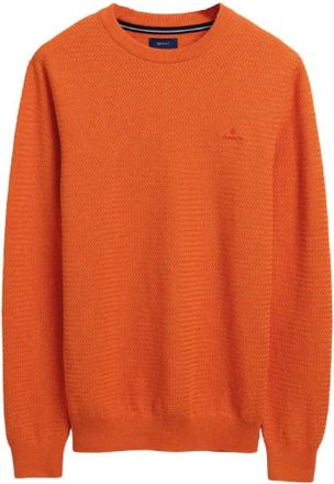 GANT Round Pass Trui - Heren - Ronde hals truien - Oranje - 2XL - Truien & Vesten