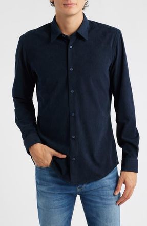 BOSS Roan Kent Corduroy Button-Up Shirt in Dark Blue at Nordstrom, Size Xx-Large