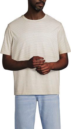 Lands End Short Sleeve Cotton Supima Tee in Champagne Micro Stripe at Nordstrom, Size Xx-Large