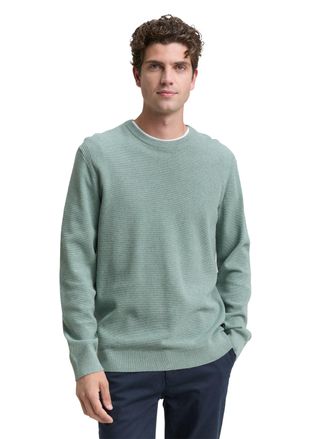 Tom Tailor Strickpullover TOM TAILOR, Herren, Gr. S, schwarz smoke gr&uuml;n melange, Strick, Obermaterial: 100% Baumwolle, meliert, regular fit taillenbedeckt, Rundh