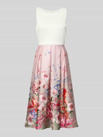 Swing Knielanges Cocktailkleid im Allover-Look in Hellrosa, Gr&ouml;&szlig;e 34