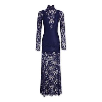 Paco Rabanne Lange kanten jurk - Dames - Jurken - Blauw - Maat: S Tweed