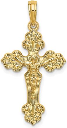 Diamond2Deal 14k Yellow Gold Crucifix Fancy Tips Charm