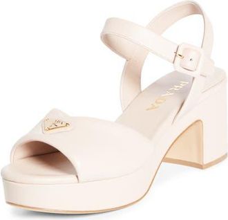 Prada Logo Platform Sandal in Cipria at Nordstrom, Size 10.5Us