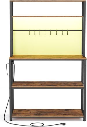 Vasagle Estanter&iacute;a con led y estantes ajustables de color marr&oacute;n y negro