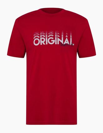 Original Penguin Mens Penguin Lettering Crew Neck T-Shirt - Orange - Size: 38