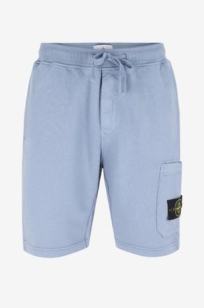 Stone Island Short aus Baumwollfleece mit gesticktem Logo