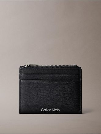 Calvin Klein Mens Pebble Grain Leather Card Case - Black