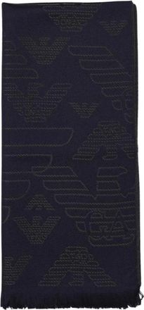 Emporio Armani Wollen sjaal met all-over jacquard adelaar - Heren - Wintersjaals - Zwart - ONE Size - Wol - Accessoires