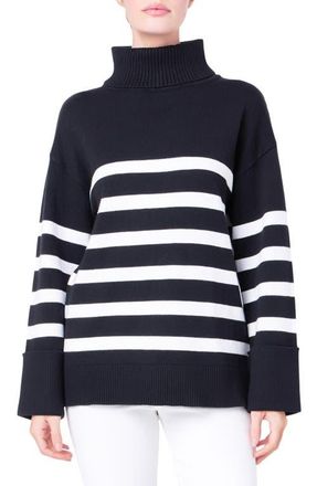 English Factory Stripe Turtleneck Sweater in Black/White at Nordstrom, Size X-Small