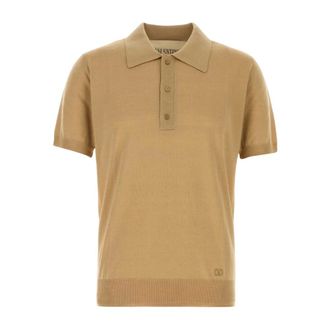 Valentino Garavani Polo Shirts, male, Brown, Size: XL Wool Polo With VLogo Embroidery
