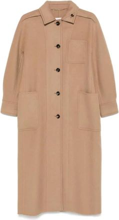 Max Mara Aldo Single-Breasted Jas - Dames - Mantel - Beige - S - Wol - Jassen