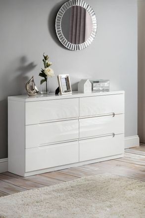 Julian Bowen Manhattan 6 Drawer Wide Chest in White