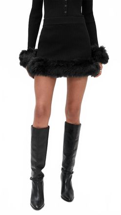 Show me your Mumu Fran Mini Skirt In Black Knit/ Faux Fur