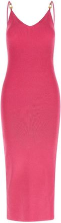 Versace Kint Stretch Ribgebreide Jurk - Dames - Kleedjes - Roze - M - Kleedjes