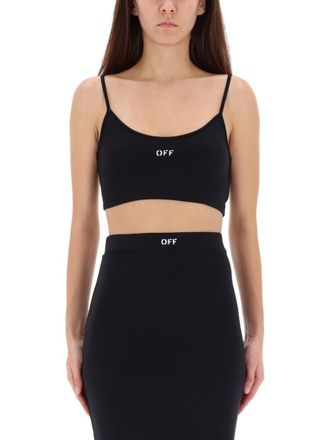 Off-white Black Logo Scoop Neck Top