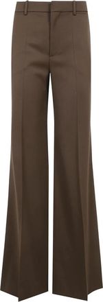 Chlo&eacute; Flare Broeken - Dames - Wijde Broeken - Bruin - S - Wol - Broeken