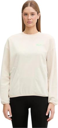 Jack Wolfskin Find The Wild Crewneck - Dames - Sportshirts - Beige - M - Wol - Fitness