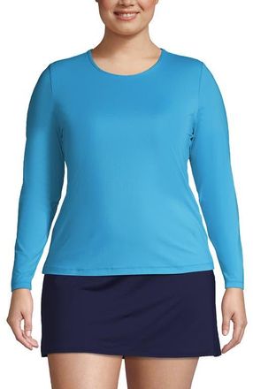 Lands End SunShade UPF 50 Long Sleeve Rash Guard Swim Tee in Turquoise at Nordstrom, Size 1 X