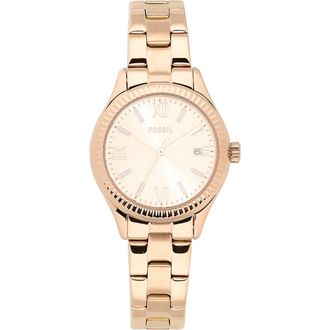 Fossil Rye Rose Gold Tone Bracelet Watch, 30mm at Nordstrom Rack