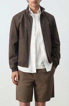 Mango Straight Cotton Blend Jacket in Brown at Nordstrom, Size X-Large