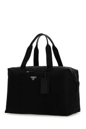 Prada Mens Black Nylon Travel Bag Nero Poliammidericiclata-Vitello Borse A Mano