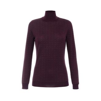Elisabetta Franchi Turtlenecks, female, Red, Size: M Wool Jumper with Jacquard Micro-logo