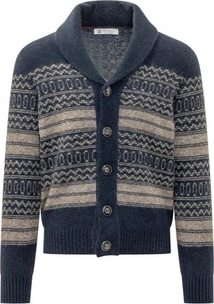 Brunello Cucinelli Cardigan - Heren - Vesten - Veelkleurig - XL - Truien & Vesten