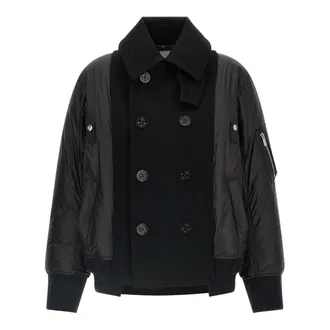 sacai Wool Insert Bomber Jacket - female - Sacai - Bomber Jackets - Black - M - Jackets