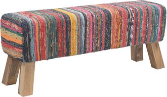vidaXL Banco 110 X 30 X 45 Cm Cuero Real Multicolor Vidaxl
